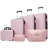 6-Piece ABS Luggage Set, Lightweight Hardshell Suitcases with Spinner Wheels, Duffel & Toiletry Bag, 14/20/24/28"
