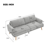 79.9" Sofa Couch for Living Room, 3-Seater Sofa with Rubberwood Legs, Sofa Chair for Home/Apartment, Gray