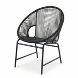 Set of 2 Outdoor Dining Chairs, Patio Chairs with Rattan Backrest & Iron Frame