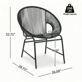 Set of 2 Outdoor Dining Chairs, Patio Chairs with Rattan Backrest & Iron Frame