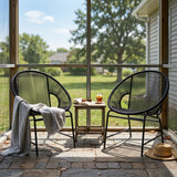 Set of 2 Outdoor Dining Chairs, Patio Chairs with Rattan Backrest & Iron Frame