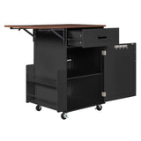 39.3" Kitchen Island with Drop Leaf, Rolling Kitchen Cart with Drawer, Towel Rack, Small Kitchen Island with Lockable Wheels