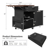 39.3" Kitchen Island with Drop Leaf, Rolling Kitchen Cart with Drawer, Towel Rack, Small Kitchen Island with Lockable Wheels