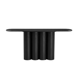 67" Modern Console Table with Unique Cylindrical Pillar Legs, Oval Entryway Table, Sculptural Wood Texture Accent Table
