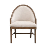 Set of 2 Mid-Century Modern Dining Chairs, Twill Upholstered Curved Armchairs with Solid Rubberwood Frame, Beige Accent Kitchen Chairs