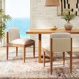 Set of 2 Modern Dining Chairs, Kitchen Chairs with Woven Rope Backrest & Solid Rubberwood Legs, Walnut Finish