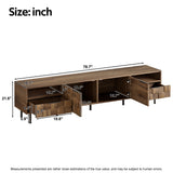 TV Stand with 3D Woven-Texture Doors, Mid-Century Media Console for TVs up to 85", Large Entertainment Center with Storage, Natural
