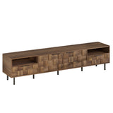 TV Stand with 3D Woven-Texture Doors, Mid-Century Media Console for TVs up to 85", Large Entertainment Center with Storage, Natural