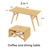 2 in 1 Coffee Table, Expandable Dining Table, Adjustable Height Table for Home & Office, Space Saving