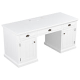 67" Modern Executive Desk with Drawers & Cabinet, Home Office Computer Desk with USB Ports, Writing Table Workstation, White