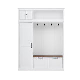 3-in-1 Hall Tree with Bench, Coat Rack with Storage Cabinet, Drawers & Hooks, Multifunctional Entryway Organizer