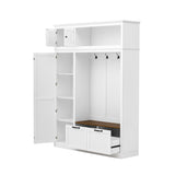 3-in-1 Hall Tree with Bench, Coat Rack with Storage Cabinet, Drawers & Hooks, Multifunctional Entryway Organizer