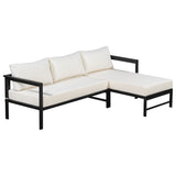 Outdoor Patio Sofa, L-Shaped Couch with Iron Frame, Weather-Resistant, Ideal for Patio, Balcony & Garden