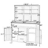 65" Tall Fir Wood Potting Bench with 3-Tier Upper Hutch, Outdoor Kitchen Island with Drawers, Professional Garden Workstation