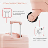 3pcs 24" Luggage Set Hard Shell Checked Suitcase with Travel Duffel Bag, Wet-Dry Toiletry Bag, TSA Lock & Spinner Wheels, Pink