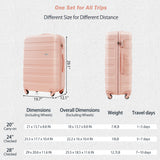 3pcs 24" Luggage Set Hard Shell Checked Suitcase with Travel Duffel Bag, Wet-Dry Toiletry Bag, TSA Lock & Spinner Wheels, Pink