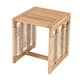 5pcs Outdoor Conversation Sofa Set, Patio Acacia Wood Furniture Set, 3-Seater Sofa & Club Chairs with 2 Coffee Tables, Teak