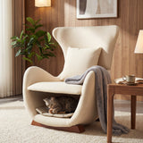 Pet-Friendly Accent Chair with Integrated Cat Nook, Dual-Layer Modern Armchair Cozy Lounge Chair with Pet Bed
