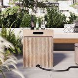 Fluted MGO Propane Tank Cover Table, Vertical Slatted Gas Tank Hideaway & Outdoor Side Table End Table with Handles