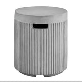 Round Fluted MGO Propane Tank Cover Table, Cylindrical Gas Tank Hideaway & Outdoor Side Table Patio End Table with Handles