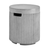 Round Fluted MGO Propane Tank Cover Table, Cylindrical Gas Tank Hideaway & Outdoor Side Table Patio End Table with Handles