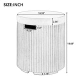 Round Fluted MGO Propane Tank Cover Table, Cylindrical Gas Tank Hideaway & Outdoor Side Table Patio End Table with Handles