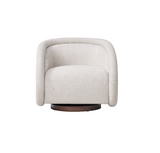 Curved Boucle Swivel Accent Chair Armchair Barrel Chair Nursery Glider & Swivel with Solid Wood Base