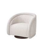 Curved Boucle Swivel Accent Chair Armchair Barrel Chair Nursery Glider & Swivel with Solid Wood Base