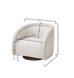 Curved Boucle Swivel Accent Chair Armchair Barrel Chair Nursery Glider & Swivel with Solid Wood Base