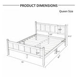 Queen Size Bed Frame with Headboard & Footboard, Farmhouse Platform Bed, Wood Slats Support