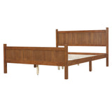 Queen Size Bed Frame with Headboard & Footboard, Farmhouse Platform Bed, Wood Slats Support