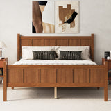 Queen Size Bed Frame with Headboard & Footboard, Farmhouse Platform Bed, Wood Slats Support