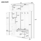 3-in-1 Hall Tree with Bench, Coat Rack with Storage Cabinet, Drawers & Hooks, Multifunctional Entryway Organizer