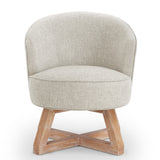 360° Swivel Chair, Linen Lounge Chair with Cross-shaped Wood Base, Armchair for Living Room, Bedroom, Office
