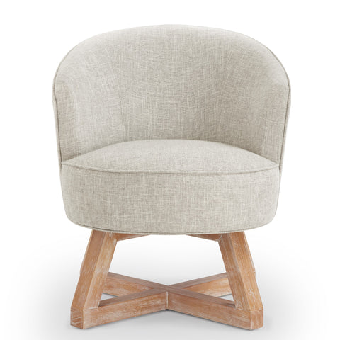 360° Swivel Chair, Linen Lounge Chair with Cross-shaped Wood Base, Armchair for Living Room, Bedroom, Office