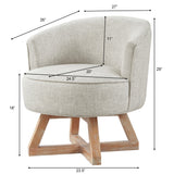 360° Swivel Chair, Linen Lounge Chair with Cross-shaped Wood Base, Armchair for Living Room, Bedroom, Office
