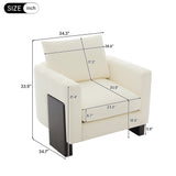 Accent Chair Club Chair, Chenille Upholstered Armchair Lounger Sofa Chair with Rubberwood Legs