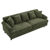 81.5" Upholstered Sofa, Chenille 3-Seater Couch with Pillows and Rubberwood Legs for Living Room