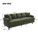 81.5" Upholstered Sofa, Chenille 3-Seater Couch with Pillows and Rubberwood Legs for Living Room