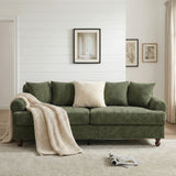81.5" Upholstered Sofa, Chenille 3-Seater Couch with Pillows and Rubberwood Legs for Living Room