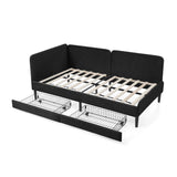Twin Size Daybed, Velvet Platform Bed Frame with 2 Drawers, Adjustable Sofa Bed
