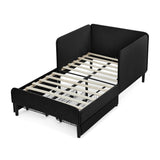 Twin Size Daybed, Velvet Platform Bed Frame with 2 Drawers, Adjustable Sofa Bed