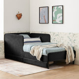 Twin Size Daybed, Velvet Platform Bed Frame with 2 Drawers, Adjustable Sofa Bed
