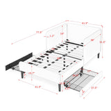 Twin Size Daybed, Velvet Platform Bed Frame with 2 Drawers, Adjustable Sofa Bed
