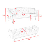 71" Convertible Loveseat Sofa, Velvet Sofa Bed for Living Room, Bedroom, Office