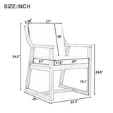 Patio Dining Chair Set of 2, Acacia Wood Outdoor Armchairs with Removable Cushions for Garden, Poolside, Balcony