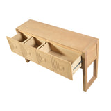 Geometric Console Table Entryway Table Sofa Side Table Display Stand Accent Table with 3 Soft-Close Drawers & Fluted Design