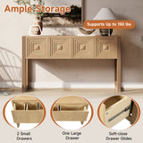 Geometric Console Table Entryway Table Sofa Side Table Display Stand Accent Table with 3 Soft-Close Drawers & Fluted Design