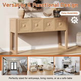 Geometric Console Table Entryway Table Sofa Side Table Display Stand Accent Table with 3 Soft-Close Drawers & Fluted Design