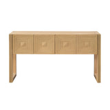 Geometric Console Table Entryway Table Sofa Side Table Display Stand Accent Table with 3 Soft-Close Drawers & Fluted Design